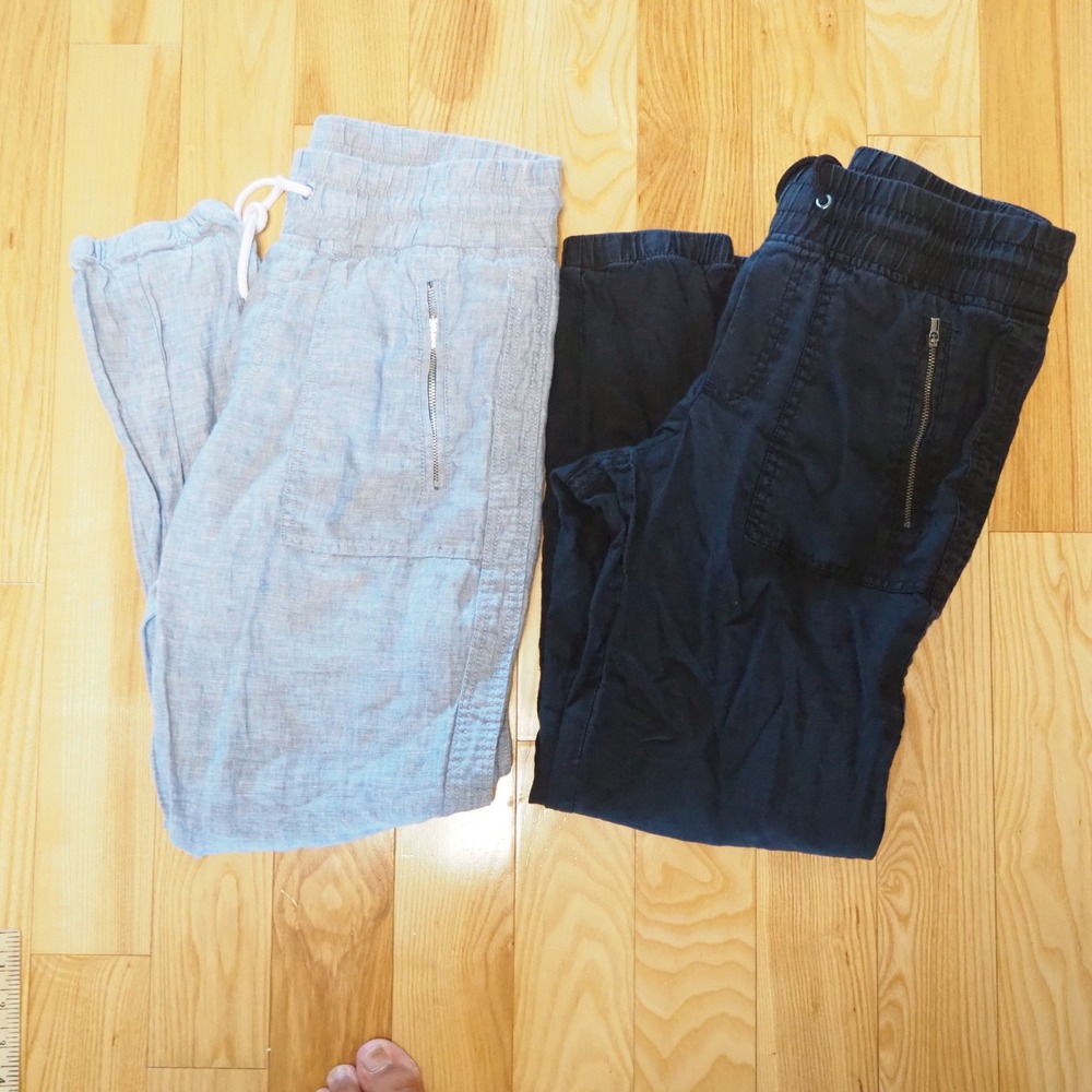 ATHLETA Cabo Linen Joggers Lot of 2 Women's Sz 4 Chambray Blue Black Lightweight